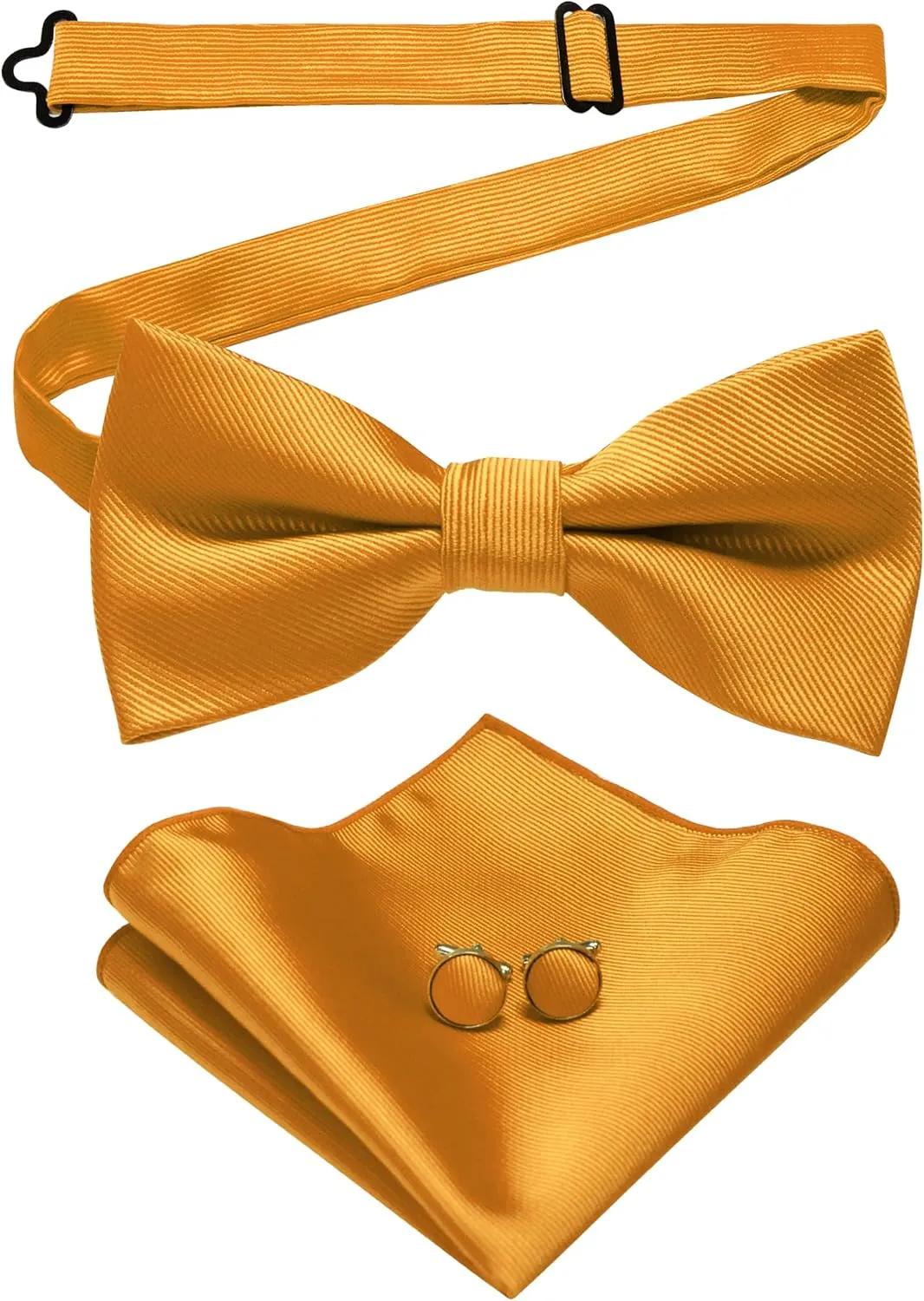 Solid Color Bow Tie and Pocket Square With Cufflinks Sets for Men