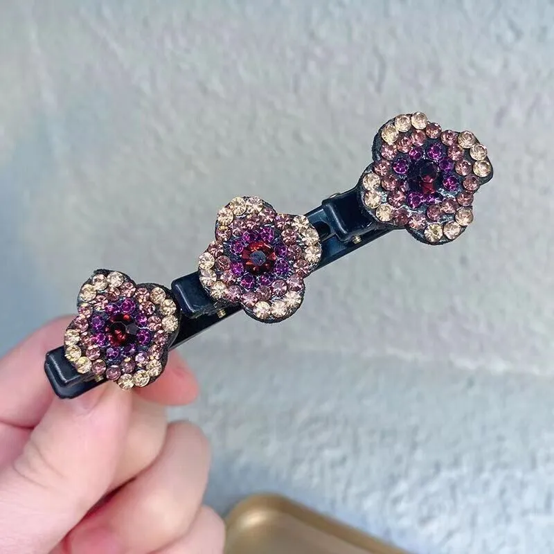 Sparkling Crystal Stone Braided Hair Clips Satin Rhinestone Fabric Hair Bands AU