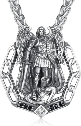 St Christopher/St Micheal Necklace for Men Women 925 Sterling Silver Saint Necklace Catholic Religious Jewelry Gifts