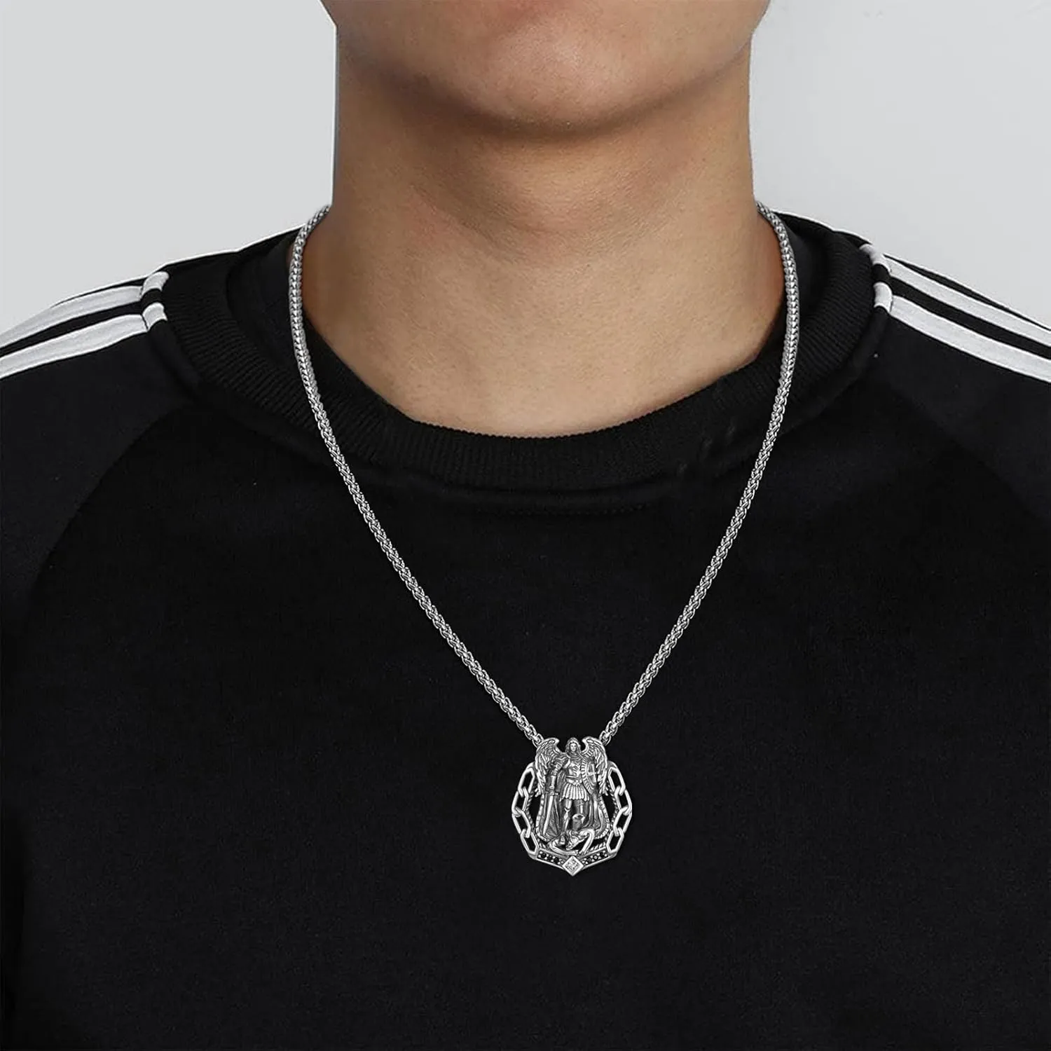 St Christopher/St Micheal Necklace for Men Women 925 Sterling Silver Saint Necklace Catholic Religious Jewelry Gifts
