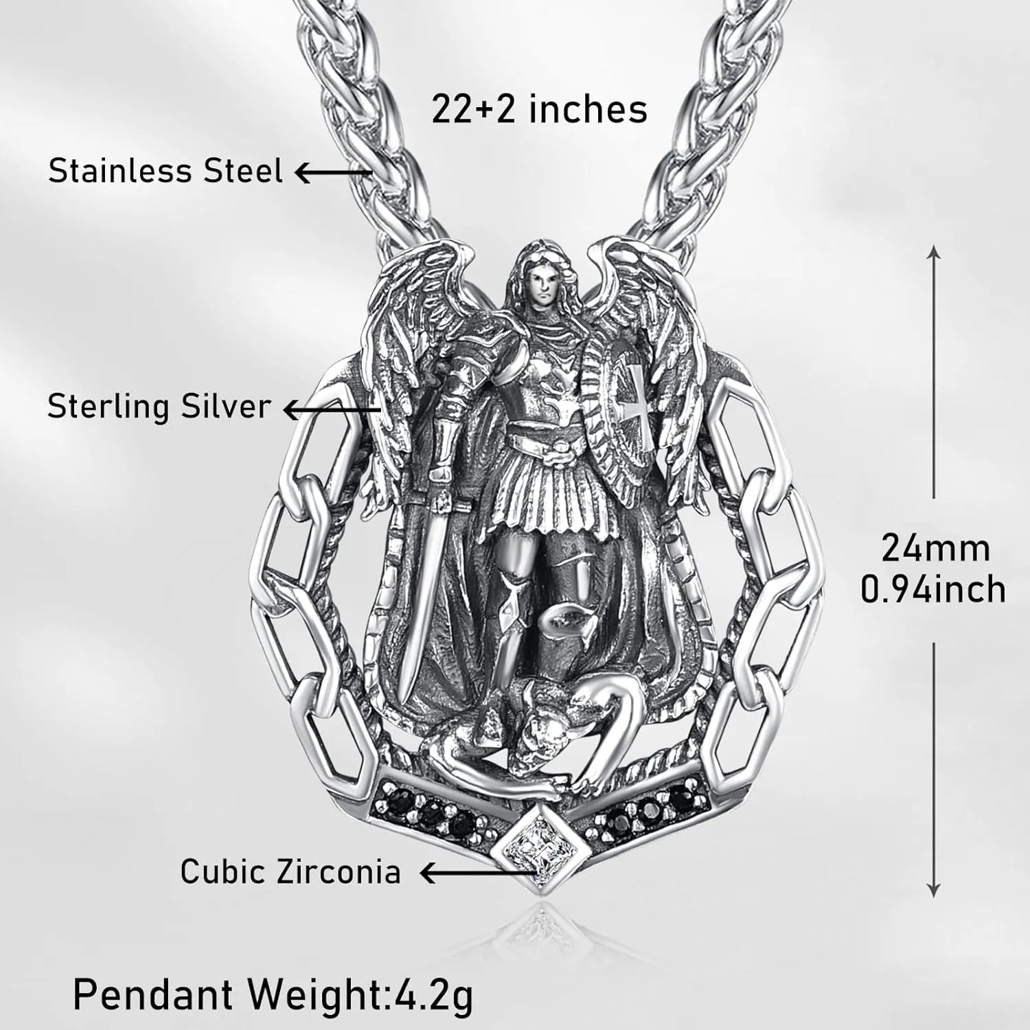 St Christopher/St Micheal Necklace for Men Women 925 Sterling Silver Saint Necklace Catholic Religious Jewelry Gifts