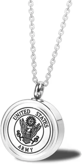 Stainless Steel Army Navy Air Force Cremation Ash Urn Pendant Necklace Memorial Keepsake Jewelry Soldier Gift with Filling Kit