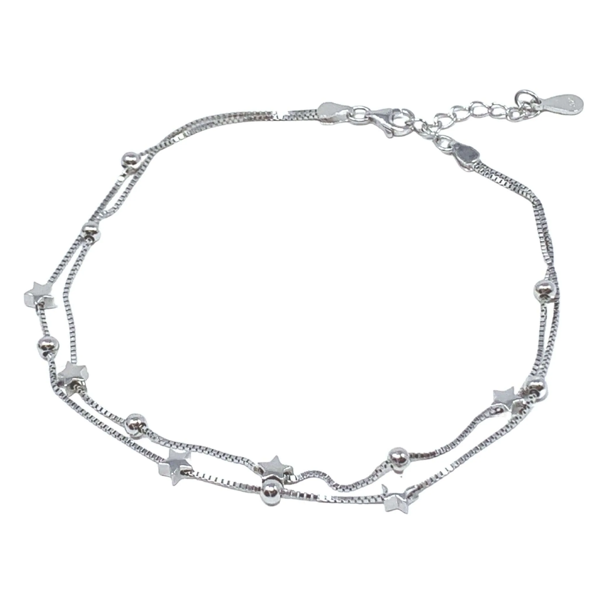 Star & Ball Sterling Silver Anklet Bracelet