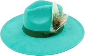 Suede Fedora Hats for Men and Women Bow Accessor Wide-Brimmed Church Hats Jazz Panama Hats 8 M56-58CM, Medium