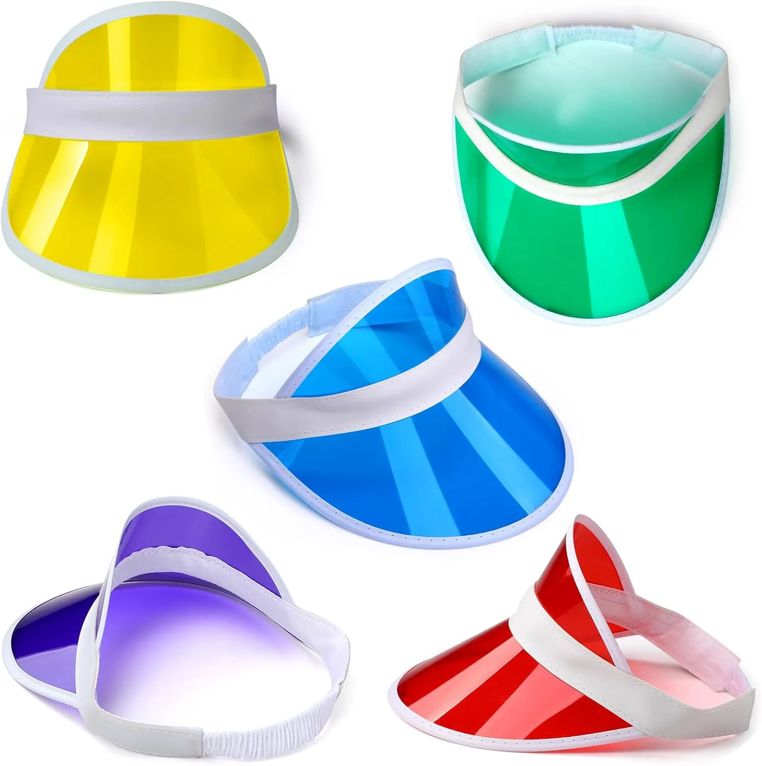 Tarpop 8 Pack Poker Visors Bulk Plastic Bingo Hat Dealer Casino Visors Clear Beach Sunhat for Women Party Outdoor