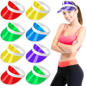 Tarpop 8 Pack Poker Visors Bulk Plastic Bingo Hat Dealer Casino Visors Clear Beach Sunhat for Women Party Outdoor
