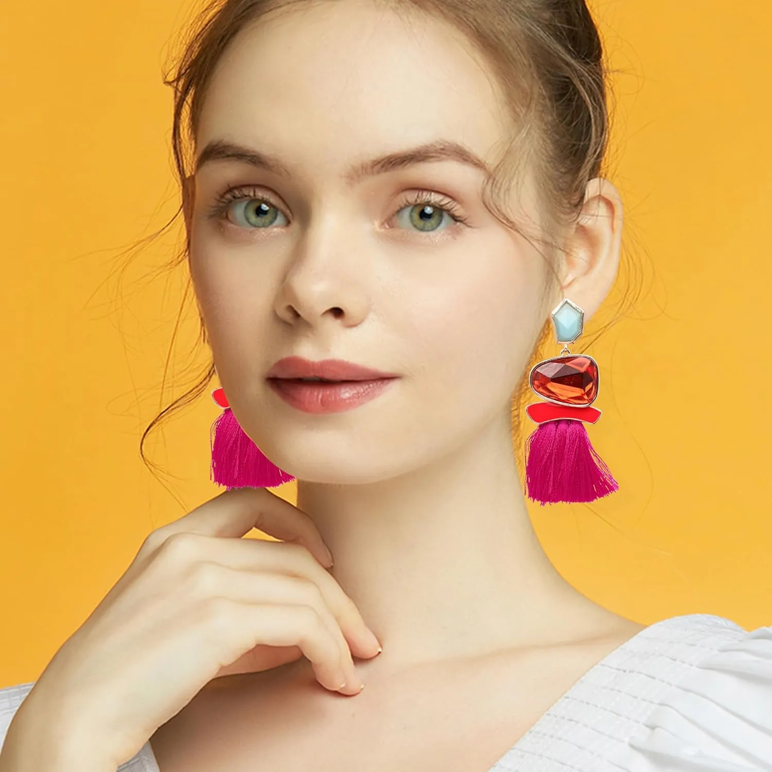 Vintage Drop Dangle Earrings Boho Statement National Style Tassel Fringe Rhinestone Crystal Long Earrings for Women