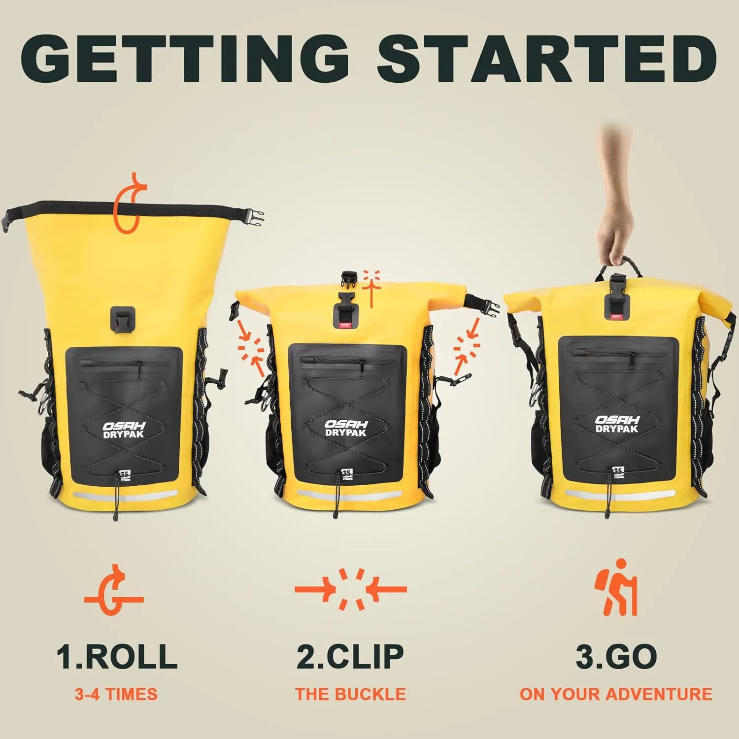 Waterproof Backpack Dry Bag 35L/55L  Heavy Duty Roll-Top Hiking Backpack for Travel, Kayaking, Boating, Camping, Rafting and Fishing