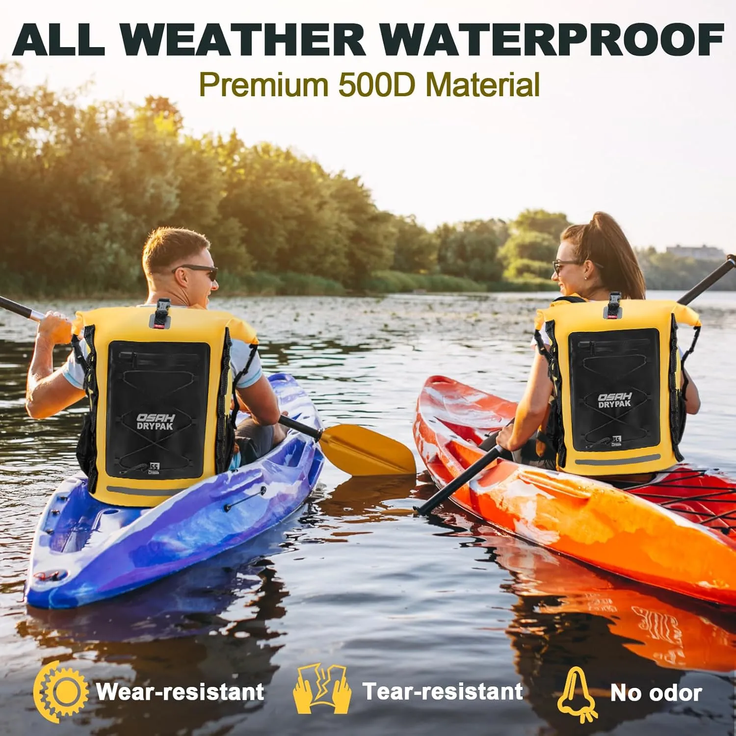 Waterproof Backpack Dry Bag 35L/55L  Heavy Duty Roll-Top Hiking Backpack for Travel, Kayaking, Boating, Camping, Rafting and Fishing