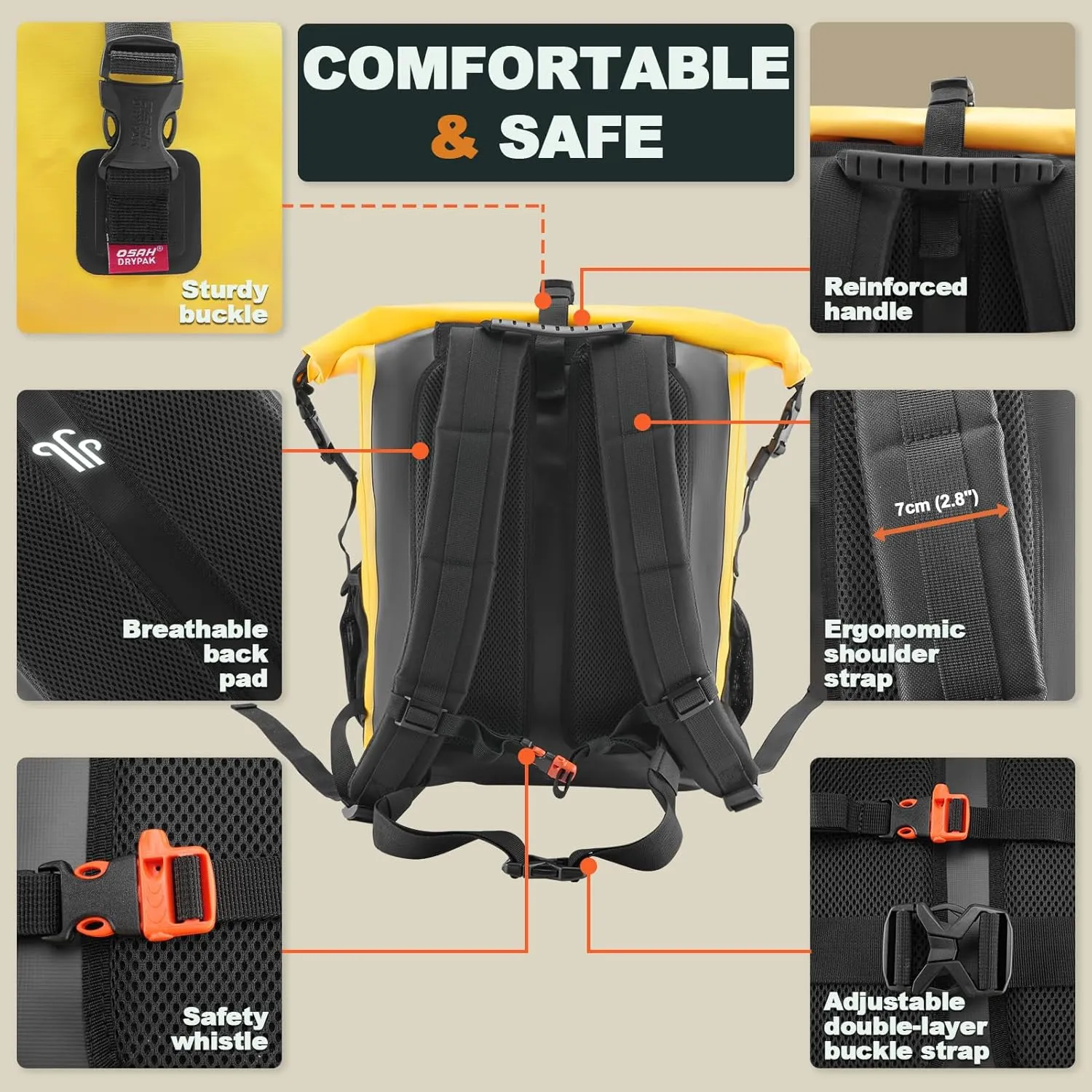 Waterproof Backpack Dry Bag 35L/55L  Heavy Duty Roll-Top Hiking Backpack for Travel, Kayaking, Boating, Camping, Rafting and Fishing