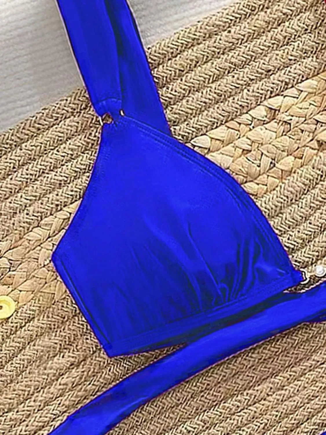 Women's 2 Piece Cheeky Bikini Sets Tie Back Ring Linked Brazilian Swimsuit Sexy Triangle Bathing Suit