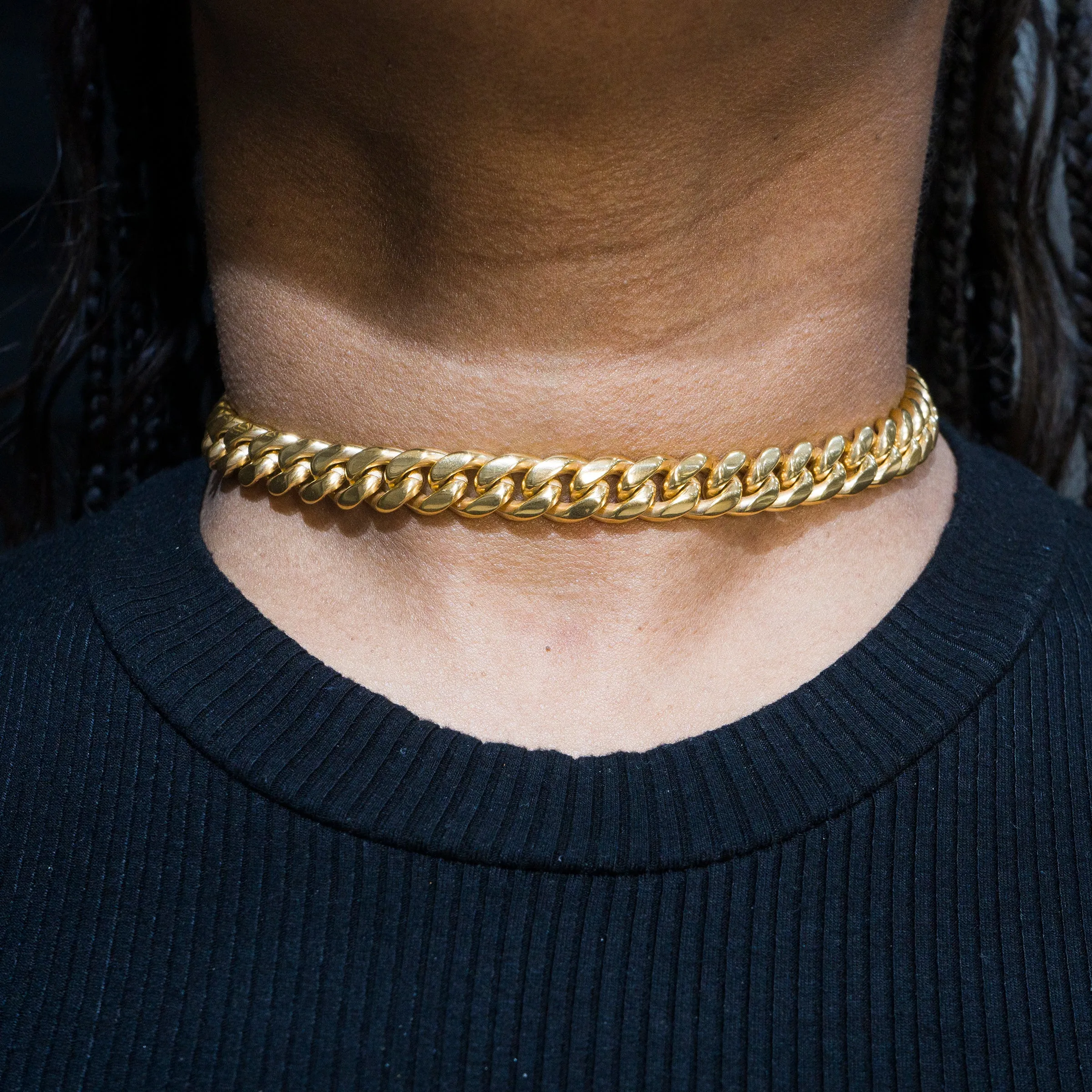 Women's Gold Chain Solid Miami Cuban Link