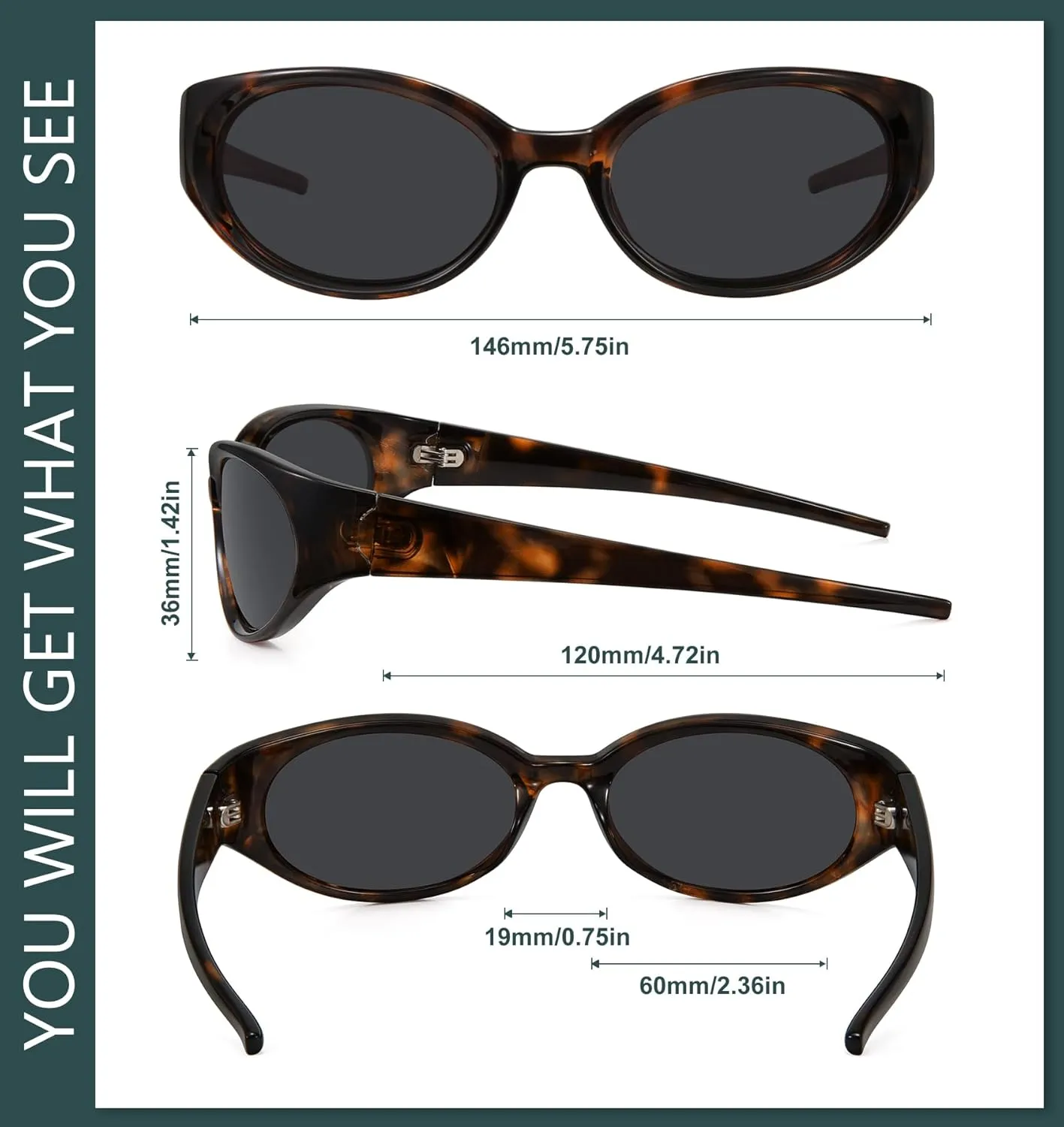 WOWSUN Retro Y2K Wrap Around Sunglasses for Women Trendy Polarized Sporty Shades UV Protection