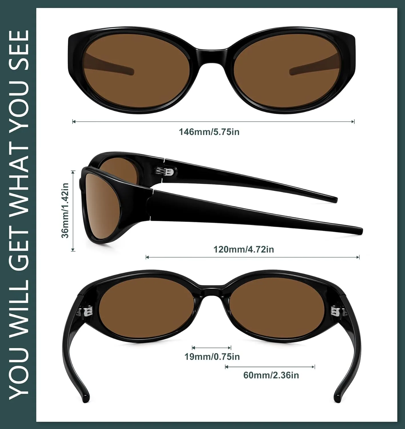 WOWSUN Retro Y2K Wrap Around Sunglasses for Women Trendy Polarized Sporty Shades UV Protection