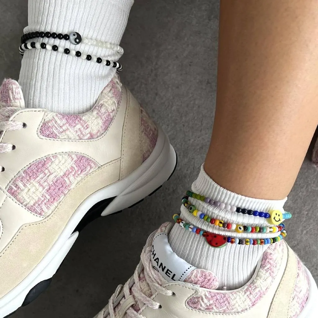 Yin Yang Charm Gemstone Duo Anklet