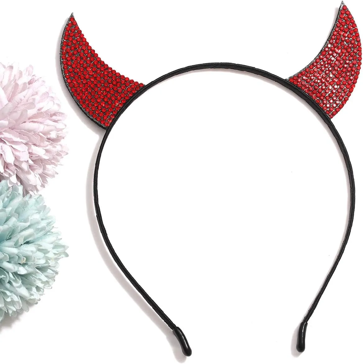 ZITULRY Halloween Headbands for Women Rhinestone Devil Horns Headband Crystal Cat Ears Headband Hairwear for Girls