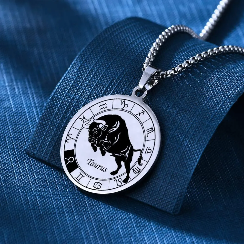 Zodiac Necklace Constellation Pendant Necklace Stainless steel Waterproof Astrology Horoscope Jewelry Birthday Gift