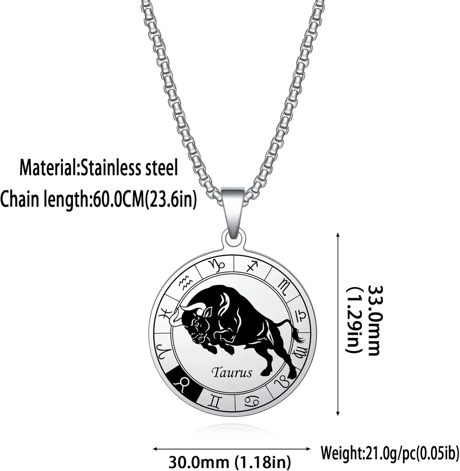 Zodiac Necklace Constellation Pendant Necklace Stainless steel Waterproof Astrology Horoscope Jewelry Birthday Gift