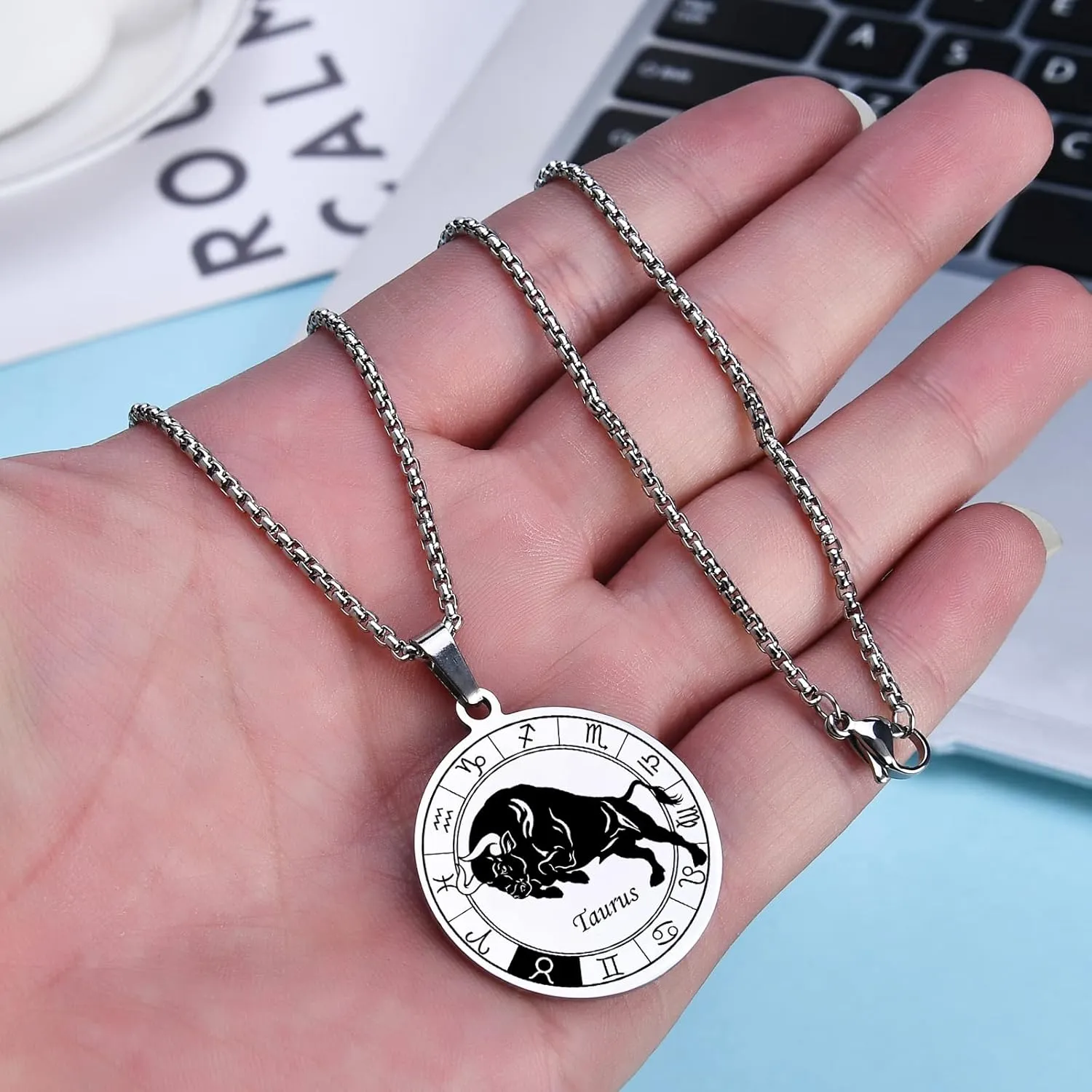Zodiac Necklace Constellation Pendant Necklace Stainless steel Waterproof Astrology Horoscope Jewelry Birthday Gift