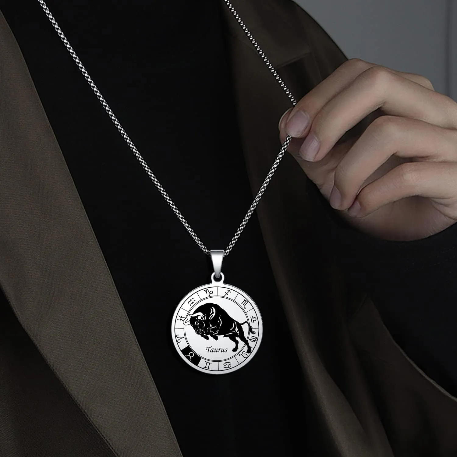 Zodiac Necklace Constellation Pendant Necklace Stainless steel Waterproof Astrology Horoscope Jewelry Birthday Gift